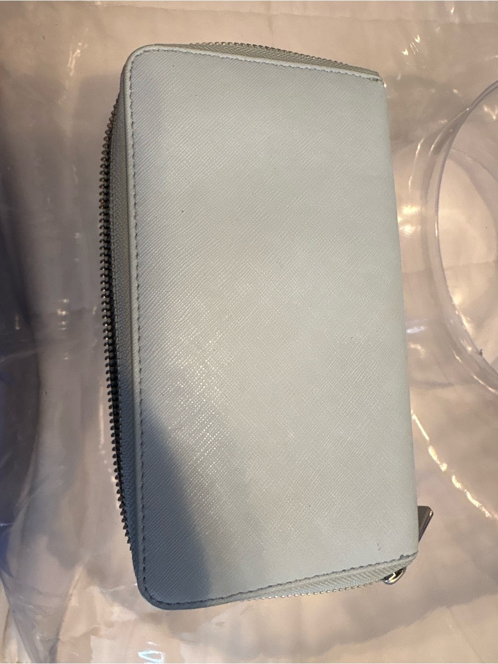 Tory Burch Powder Blue Zip Wallet with Logo Medallion - Picture 2 of 5